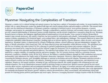 Essay on Myanmar: Navigating the Complexities of Transition