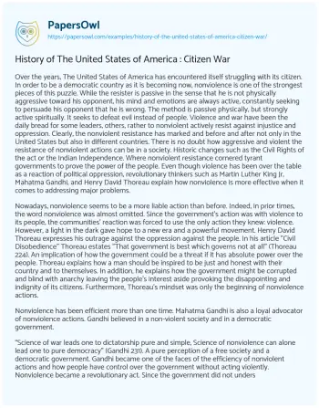 Essay on History of the United States of America : Citizen War