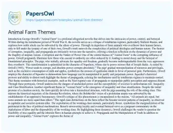 Essay on Animal Farm Themes