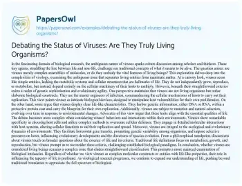 Essay on Debating the Status of Viruses: are they Truly Living Organisms?