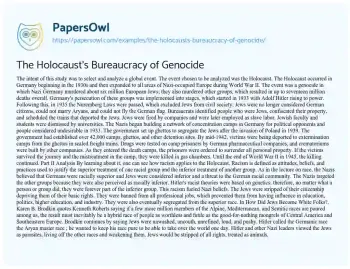 Essay on The Holocaust’s Bureaucracy of Genocide