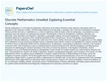 Essay on Discrete Mathematics Unveiled: Exploring Essential Concepts