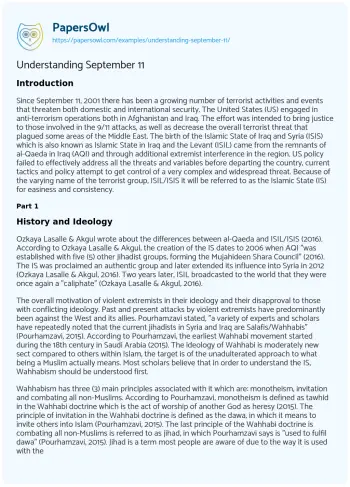 Essay on Understanding September 11