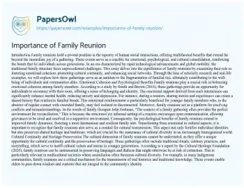 Essay on Importance of Family Reunion