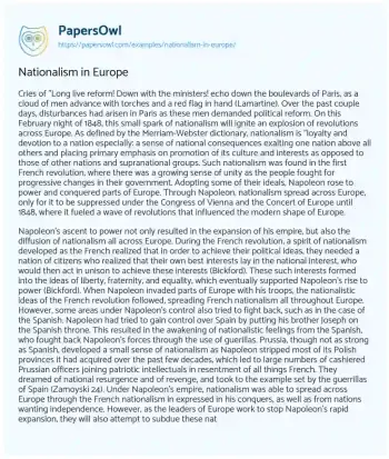 Essay on Nationalism in Europe