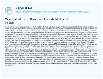 Essay on Mexican Culture in Roseanne Greenfield Thong’s Round