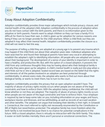 Essay on Essay about Adoption Confidentiality