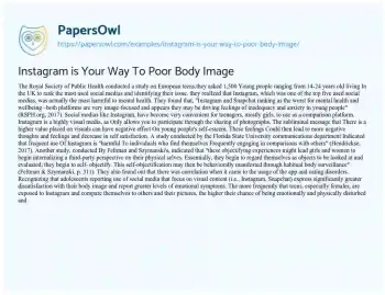 Essay on Instagram is your Way to Poor Body Image