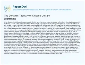 Essay on The Dynamic Tapestry of Chicano Literary Expression