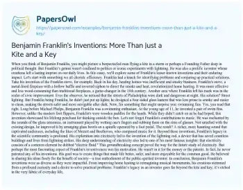 Essay on Benjamin Franklin’s Inventions: more than Just a Kite and a Key