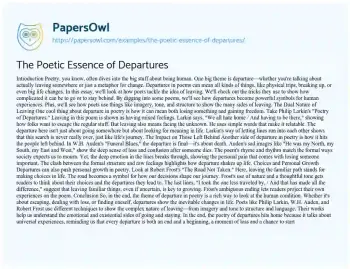 Essay on The Poetic Essence of Departures