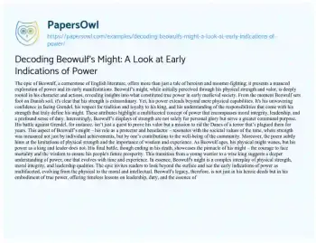 Essay on Decoding Beowulf’s Might: a Look at Early Indications of Power