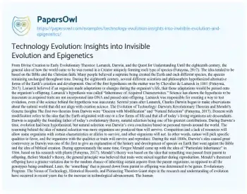 Essay on Technology Evolution: Insights into Invisible Evolution and Epigenetics