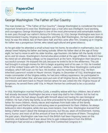 Essay on George Washington: the Father of our Country