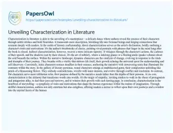 Essay on Unveiling Characterization in Literature