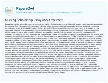 Essay on Nursing Scholarship Essay about yourself