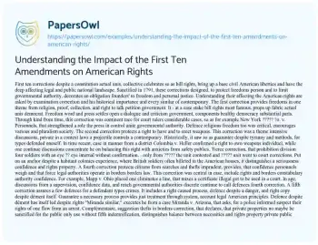 Essay on Understanding the Impact of the First Ten Amendments on American Rights