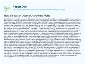 Essay on How did Barack Obama Change the World