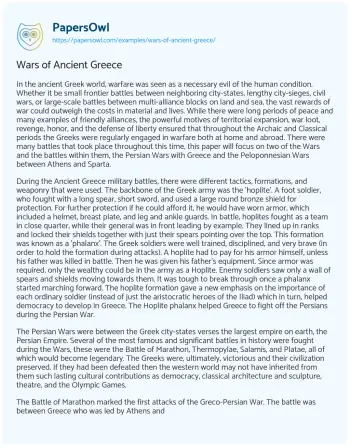 Essay on Wars of Ancient Greece