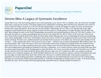 Essay on Simone Biles: a Legacy of Gymnastic Excellence