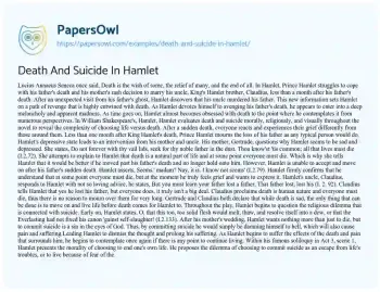 Essay on Death and Suicide in Hamlet