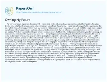 Essay on Owning my Future