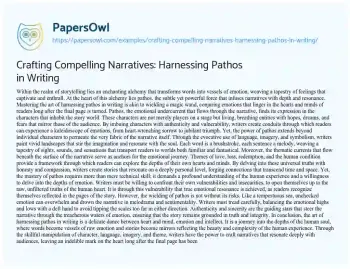 Essay on Crafting Compelling Narratives: Harnessing Pathos in Writing