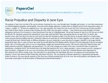 Essay on Racial Prejudice and Disparity in Jane Eyre