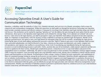 Essay on Accessing Optonline Email: a User’s Guide for Communication Technology