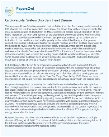 Essay on Cardiovascular System Disorders: Heart Disease