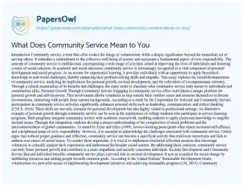 Essay on What does Community Service Mean to you