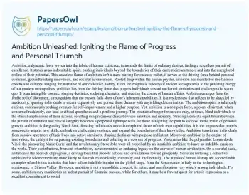 Essay on Ambition Unleashed: Igniting the Flame of Progress and Personal Triumph