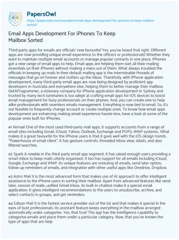 Essay on Email Apps Development for IPhones to Keep Mailbox Sorted