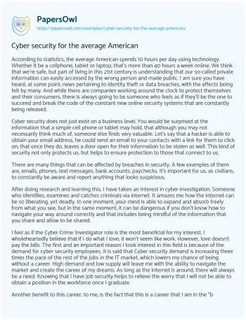 Essay on Cyber Security for the Average American