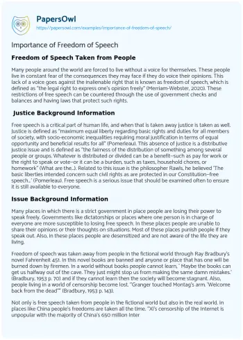 Essay on Importance of Freedom of Speech