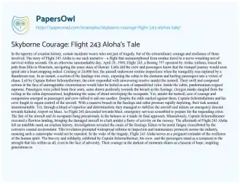 Essay on Skyborne Courage: Flight 243 Aloha’s Tale