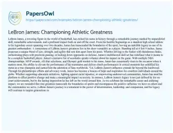 Essay on LeBron James: Championing Athletic Greatness