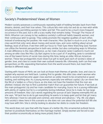 Essay on Society’s Predetermined Views of Women