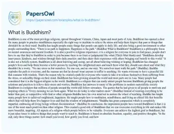 Essay on What is Buddhism?