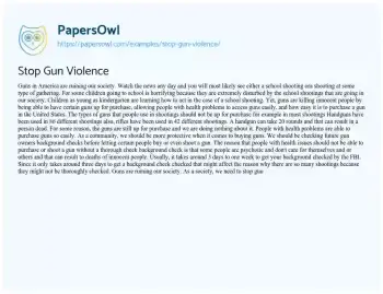 Essay on Stop Gun Violence