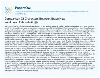 Essay on Comparison of Characters between Brave New World and Fahrenheit 451