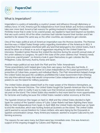 Essay on What is Imperialism?