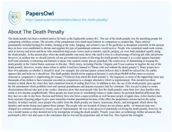 Essay on About the Death Penalty