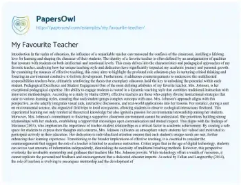 Essay on My Favourite Teacher