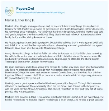 Essay on Martin Luther King Jr.