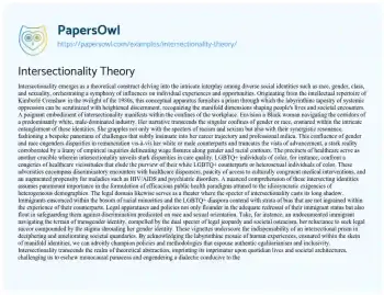 Essay on Intersectionality Theory