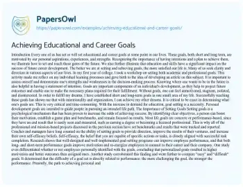 Essay on Achieving Educational and Career Goals