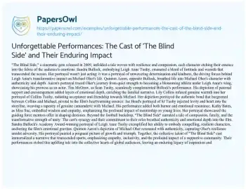 Essay on Unforgettable Performances: the Cast of ‘The Blind Side’ and their Enduring Impact