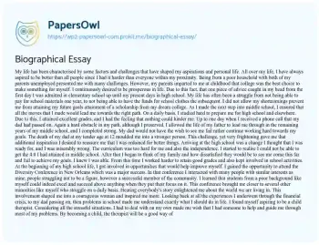 Essay on Biographical Essay