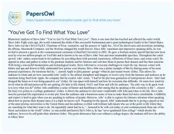 Essay on “You’ve Got to Find what you Love”